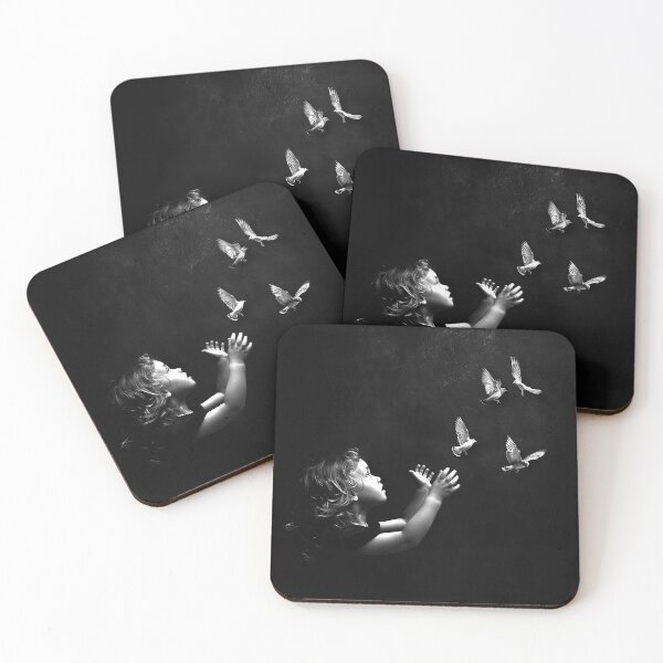 Item preview, Child Reaching for Birds – Black and White Freedom and Hope Art designed and sold by inkoutninja.