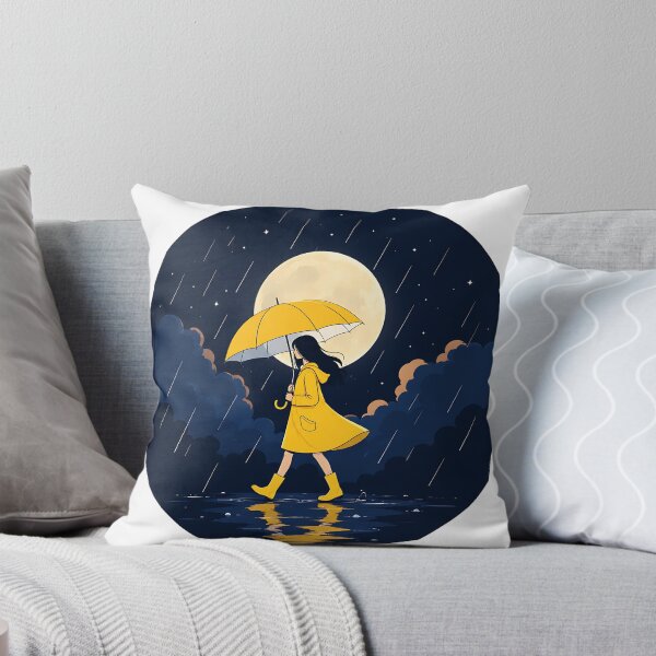 Item preview, Girl Walking in Rain Under Full Moon designed and sold by Jaideep Walia.