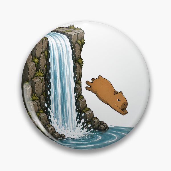 Item preview, Deadpan Capybara Diving – Funny Waterfall Adventure designed and sold by LazyPaw Design.