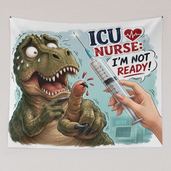 Item preview, T-Shirt | Funny Cartoon ICU Nurse | I'm Not Ready Injection Humor designed and sold by DigiArt8Design.