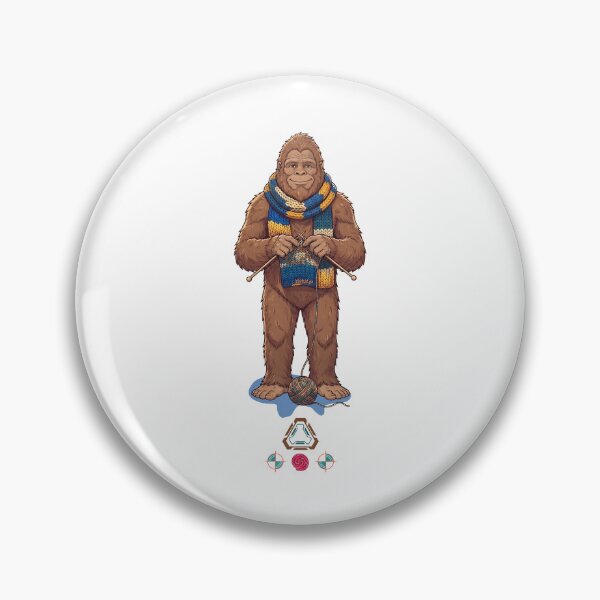 Item preview, Cozy Bigfoot Knitting a Scarf - Whimsical Sasquatch Art designed and sold by Whimsy Trail Co.