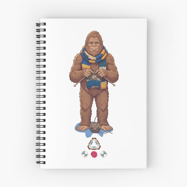 Item preview, Cozy Bigfoot Knitting a Scarf - Whimsical Sasquatch Art designed and sold by Whimsy Trail Co.