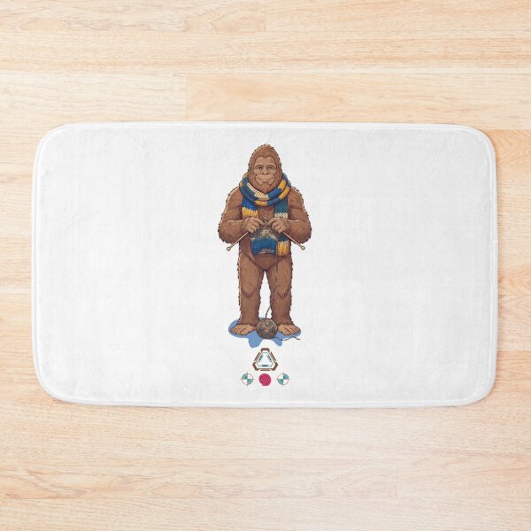 Item preview, Cozy Bigfoot Knitting a Scarf - Whimsical Sasquatch Art designed and sold by Whimsy Trail Co.