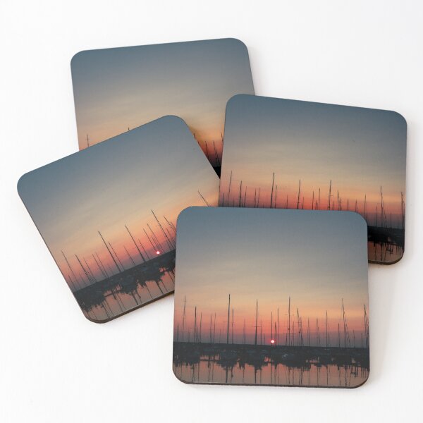Item preview, Vertical Dawn: Marina Sailboat Silhouettes at Sunrise designed and sold by Letalprema.