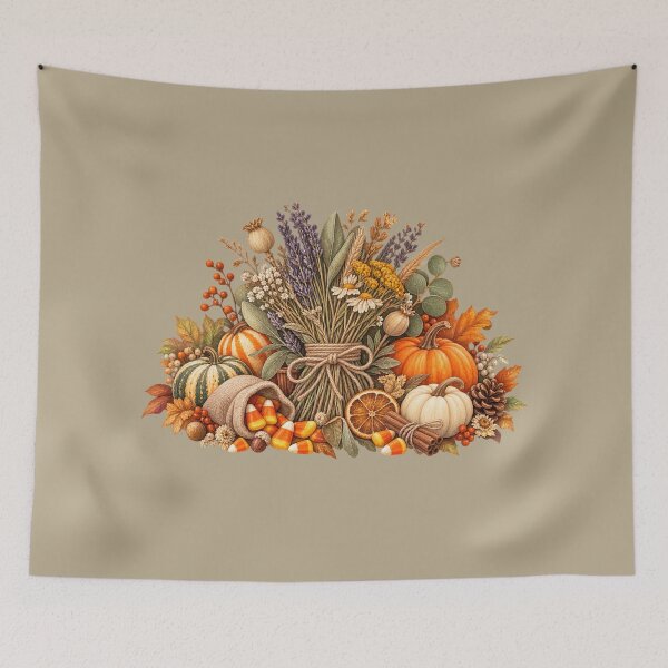 Item preview, Cottagecore Dried Herbs & Candy Corn Watercolor Art – Cozy Autumn Print designed and sold by MagicMakerPh.