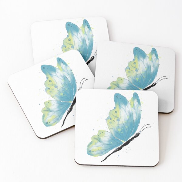 Item preview, Blue and Yellow Watercolor Butterfly Illustration Art designed and sold by LafinaArt.