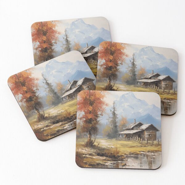 Item preview, Rustic Cabin Below Snow-Capped Mountain Peak designed and sold by zabuzabumarta.