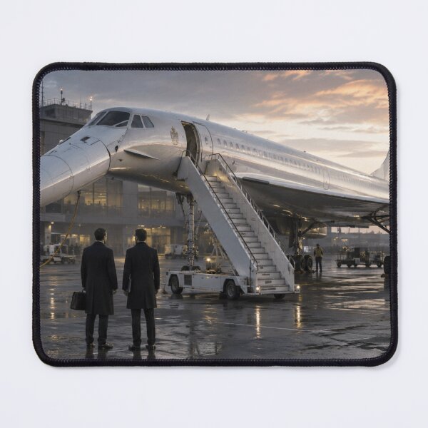 Item preview, Concorde at Dawn | Supersonic Jet Aviation Art Print | Rainy Airport Runway Scene designed and sold by Element Horizon Studio.