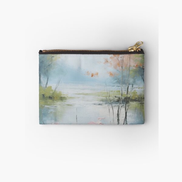 Item preview, Dreamy Lake with Pink Blossoms and Soft Foliage designed and sold by zabuzabumarta.