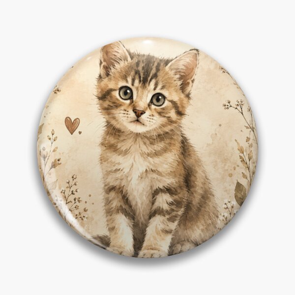 Item preview, Watercolor Tabby Kitten Wall Art | Vintage Cat Nursery Decor | Neutral Cottagecore Animal Print | Cute Kitten Lover Gift designed and sold by AbstractAuraArt.