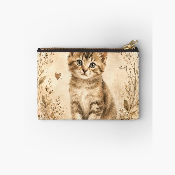 Item preview, Watercolor Tabby Kitten Wall Art | Vintage Cat Nursery Decor | Neutral Cottagecore Animal Print | Cute Kitten Lover Gift designed and sold by AbstractAuraArt.