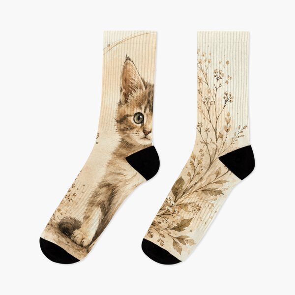 Item preview, Watercolor Tabby Kitten Wall Art | Vintage Cat Nursery Decor | Neutral Cottagecore Animal Print | Cute Kitten Lover Gift designed and sold by AbstractAuraArt.