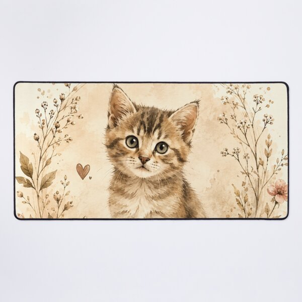 Item preview, Watercolor Tabby Kitten Wall Art | Vintage Cat Nursery Decor | Neutral Cottagecore Animal Print | Cute Kitten Lover Gift designed and sold by AbstractAuraArt.