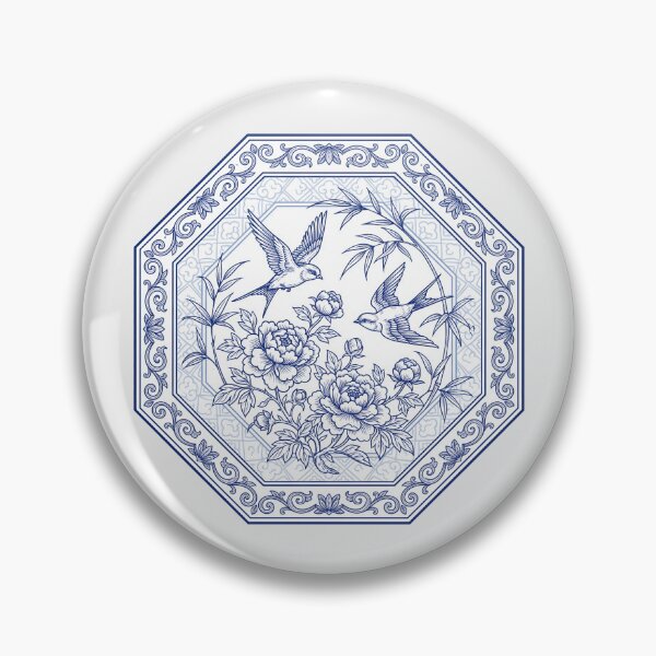 Item preview, Blue Willow Porcelain - Traditional Asian Art Cottagecore Swallows designed and sold by SplashTastic.