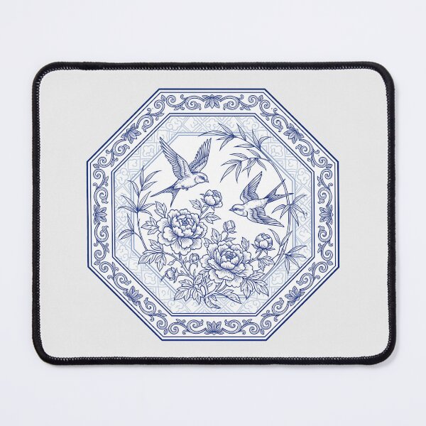 Item preview, Blue Willow Porcelain - Traditional Asian Art Cottagecore Swallows designed and sold by SplashTastic.