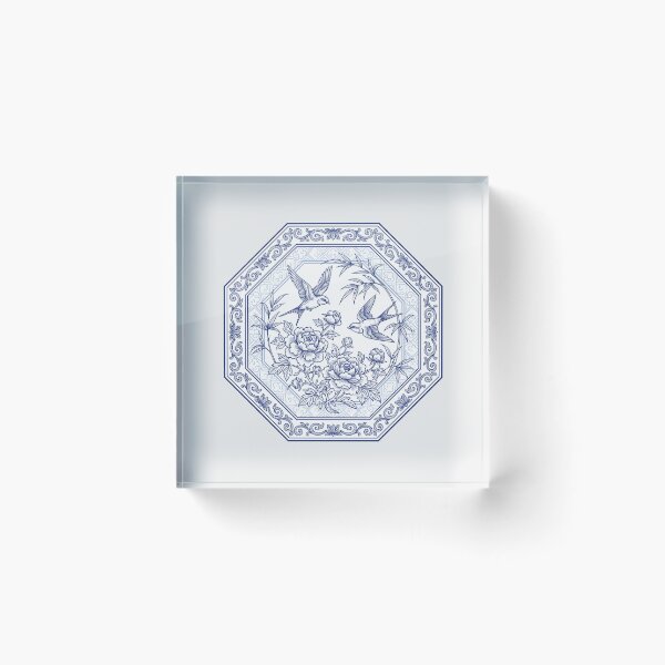 Item preview, Blue Willow Porcelain - Traditional Asian Art Cottagecore Swallows designed and sold by SplashTastic.
