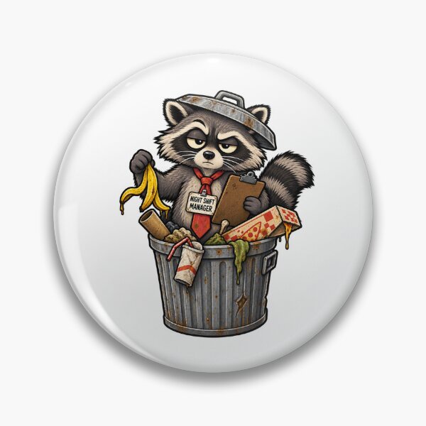 Item preview, Night Shift Manager Raccoon – Trash Can Office Humor designed and sold by Concrete Coffee Studio.