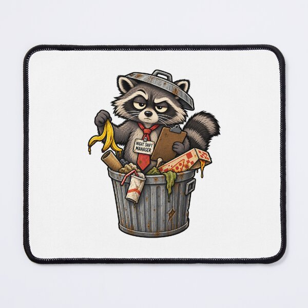 Item preview, Night Shift Manager Raccoon – Trash Can Office Humor designed and sold by Concrete Coffee Studio.