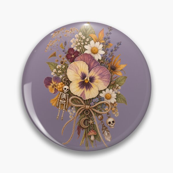 Item preview, Cottagecore Pressed Wildflower Skeleton Art – Whimsical Halloween Botanical Print designed and sold by MagicMakerPh.