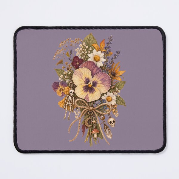 Item preview, Cottagecore Pressed Wildflower Skeleton Art – Whimsical Halloween Botanical Print designed and sold by MagicMakerPh.
