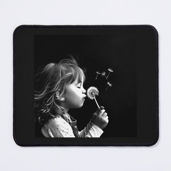 Item preview, Child Blowing Dandelion – Black and White Childhood Wish Art designed and sold by inkoutninja.
