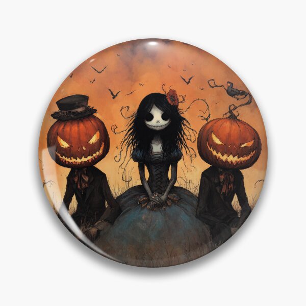 Item preview, Creepy Halloween Girl with Pumpkin Head Characters  designed and sold by SweetLilith.