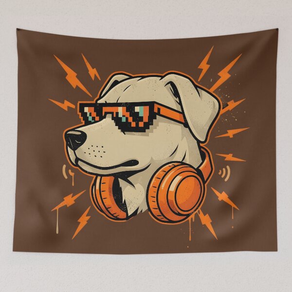 Item preview, Cool Dog DJ – Pixel Shades & Headphones designed and sold by KiraChie.