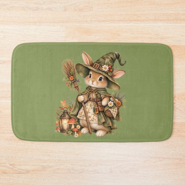 Item preview, Cottagecore Witch Rabbit Watercolor Art – Whimsical Halloween Garden Print designed and sold by MagicMakerPh.