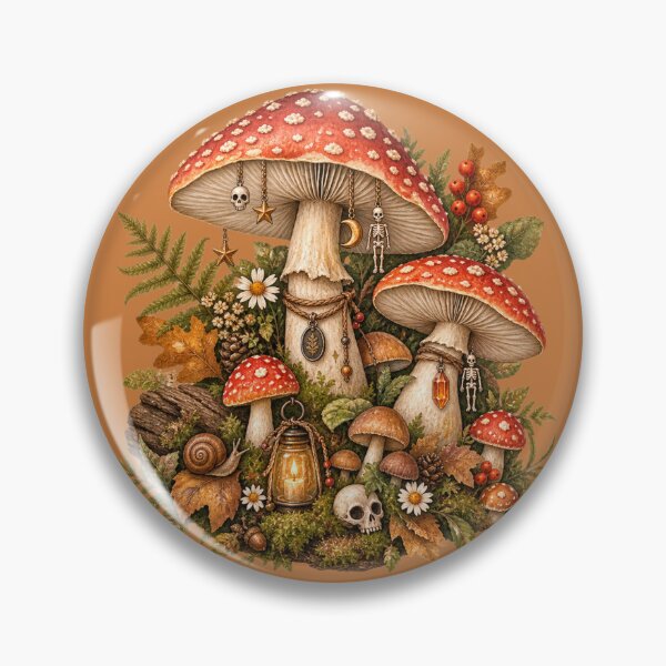 Item preview, Cottagecore Skeleton Mushroom Watercolor Art – Whimsical Woodland Halloween Print designed and sold by MagicMakerPh.