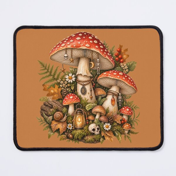 Item preview, Cottagecore Skeleton Mushroom Watercolor Art – Whimsical Woodland Halloween Print designed and sold by MagicMakerPh.