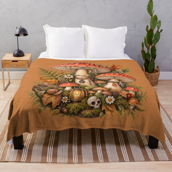 Item preview, Cottagecore Skeleton Mushroom Watercolor Art – Whimsical Woodland Halloween Print designed and sold by MagicMakerPh.
