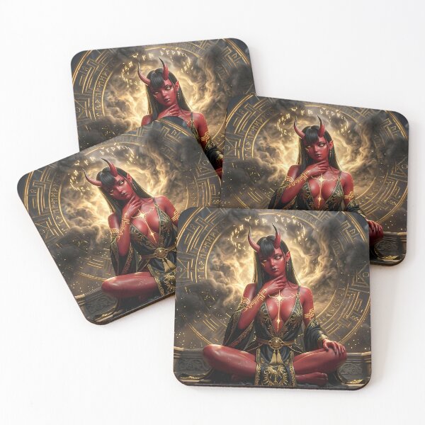 Item preview, Red Demon Succubus Golden Magic designed and sold by GalleryBrisArt.