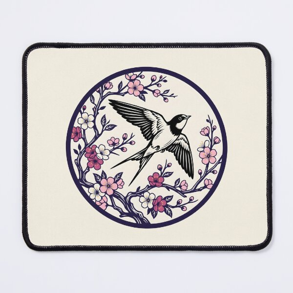 Item preview, Japanese Cherry Blossom Swallow - Japanese Woodblock Art Aesthetic designed and sold by SplashTastic.