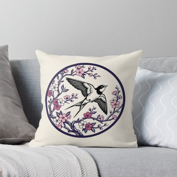 Item preview, Japanese Cherry Blossom Swallow - Japanese Woodblock Art Aesthetic designed and sold by SplashTastic.