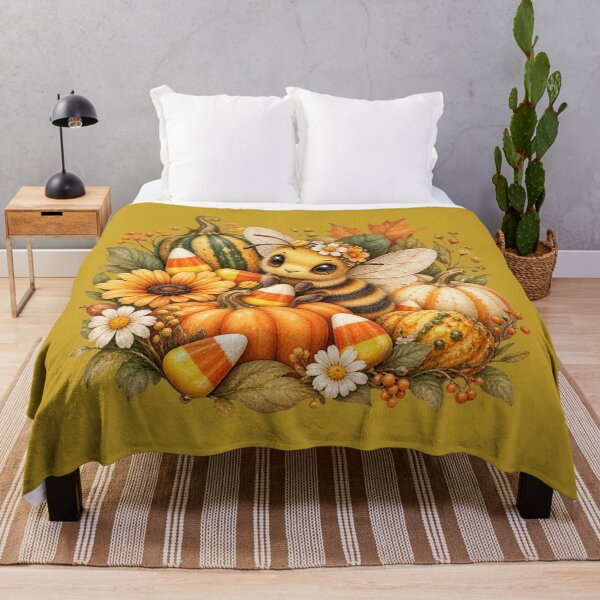 Item preview, Cottagecore Honeybee Autumn Watercolor Art – Cozy Fall Harvest Print designed and sold by MagicMakerPh.