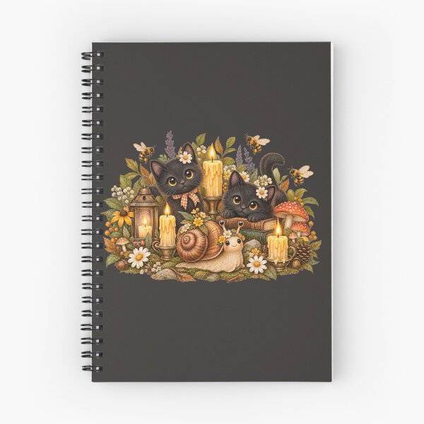 Item preview, Cottagecore Garden Snail Halloween Watercolor Art – Black Cats & Candles Print designed and sold by MagicMakerPh.