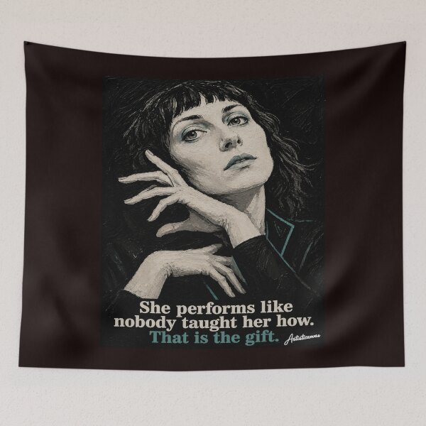 Item preview, Aldous Harding Surreal Minimalist Portrait Alien Eyes Aqua Art designed and sold by Artisticanvas.