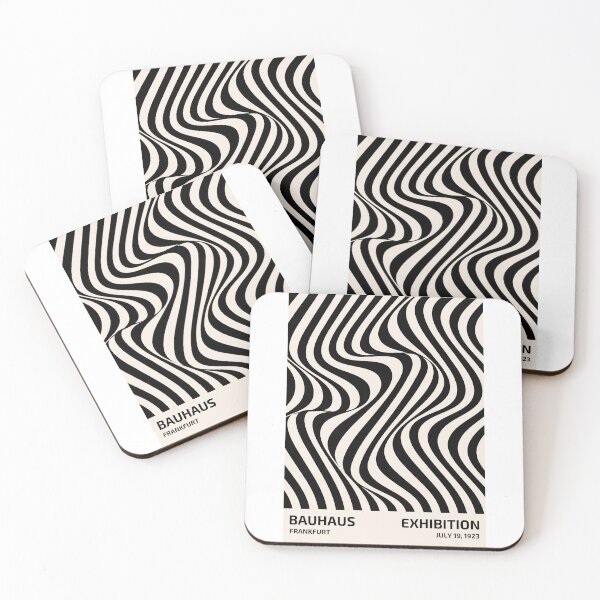 Item preview, Bauhaus Abstract Black Cream Wavy Lines – Vintage Geometric Art designed and sold by vlaminnhoo.