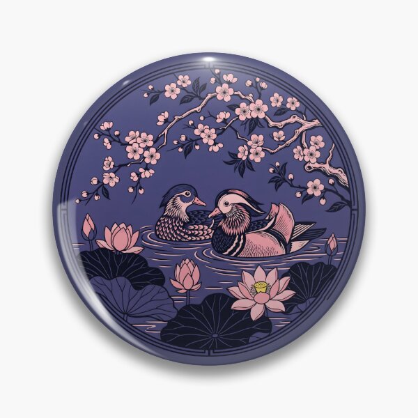 Item preview, Mandarin Ducks Lotus Pond - Traditional Asian Art Feng Shui Decor designed and sold by SplashTastic.