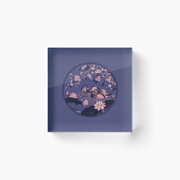 Item preview, Mandarin Ducks Lotus Pond - Traditional Asian Art Feng Shui Decor designed and sold by SplashTastic.