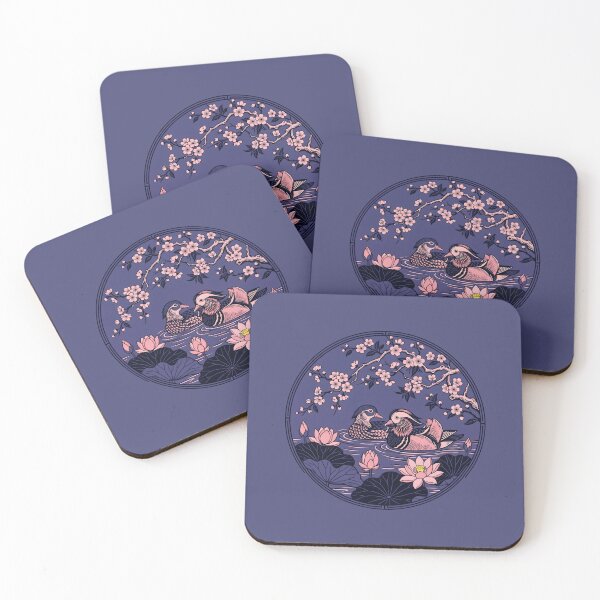 Item preview, Mandarin Ducks Lotus Pond - Traditional Asian Art Feng Shui Decor designed and sold by SplashTastic.