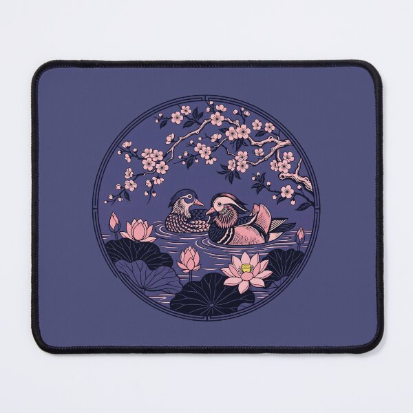 Item preview, Mandarin Ducks Lotus Pond - Traditional Asian Art Feng Shui Decor designed and sold by SplashTastic.