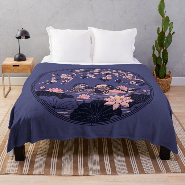 Item preview, Mandarin Ducks Lotus Pond - Traditional Asian Art Feng Shui Decor designed and sold by SplashTastic.