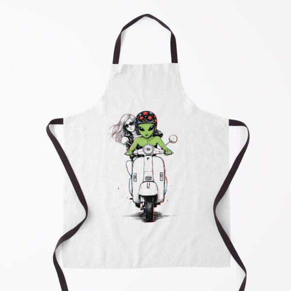 Item preview, Retro Alien Couple Riding a Scooter – Psychedelic Vintage Space Adventure designed and sold by Snifferius.