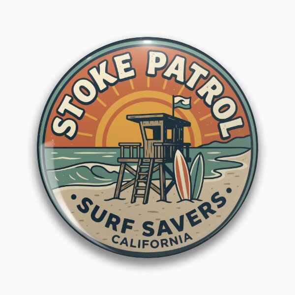 Item preview, Stoke Patrol Retro Lifeguard Tower Surf Badge designed and sold by Digital Art Works  Hub.