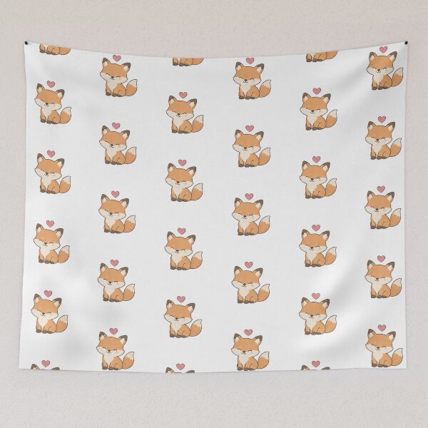 Item preview, Cute Kawaii Fox Floating Heart Red Fox Cottagecore Aesthetic designed and sold by Rehnair.