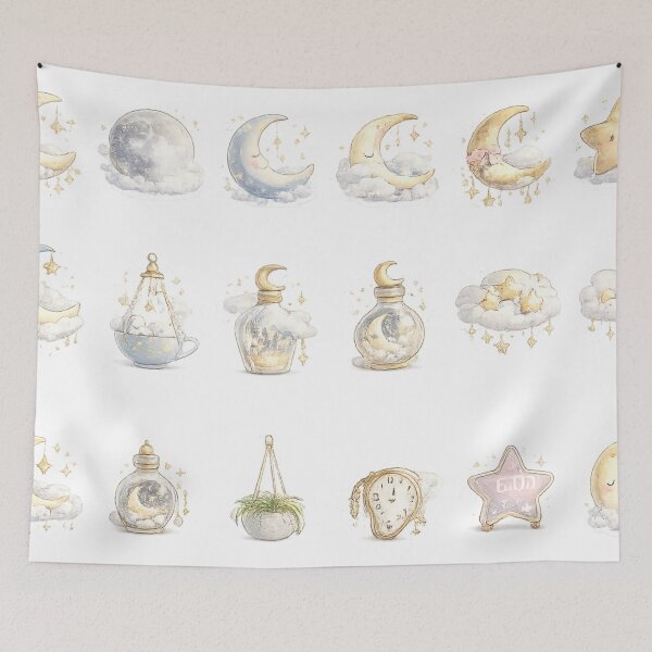 Item preview, Celestial Crescent Moon Stars Potion Bottle Golden Dreamy Aesthetic designed and sold by Rehnair.
