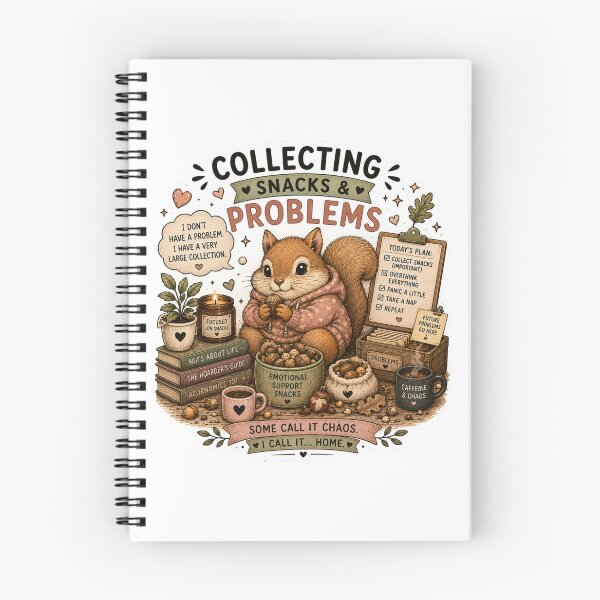Item preview, Collecting Snacks and Problems Cute Squirrel Funny Humor Art designed and sold by DreamyBrushArt.