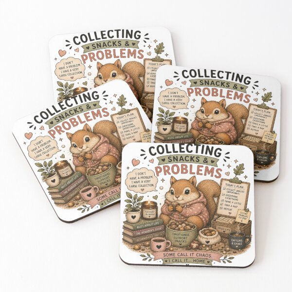 Item preview, Collecting Snacks and Problems Cute Squirrel Funny Humor Art designed and sold by DreamyBrushArt.