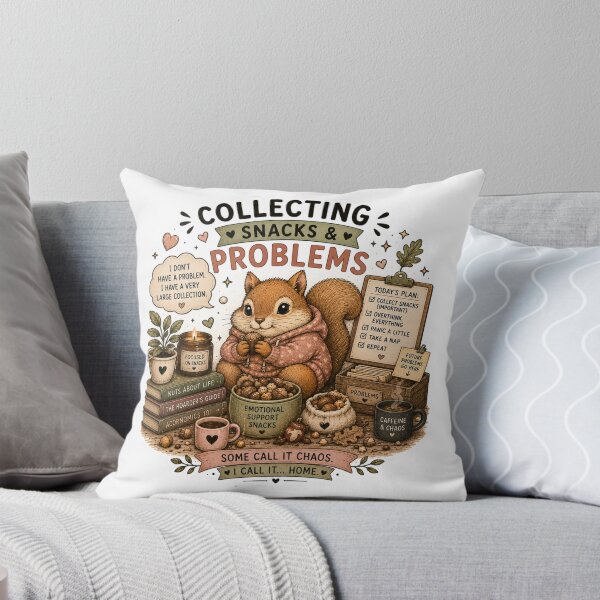 Item preview, Collecting Snacks and Problems Cute Squirrel Funny Humor Art designed and sold by DreamyBrushArt.